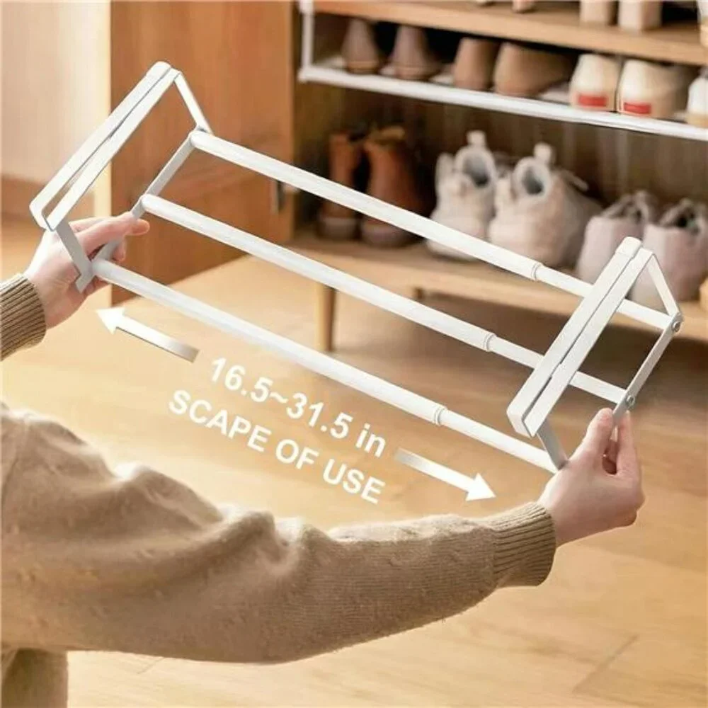 Expandable Adjustable Shoe Rack Shelf Organizer Under Cabinet Storage Black
